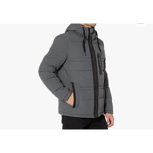 Andrew Marc Men's Mid Length Hooded Down Jacket - Picture 5 of 12